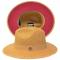 Bruno Capelo Camel / Burnt Red Bottom Flat Brim Straw Fedora Hat KI-514